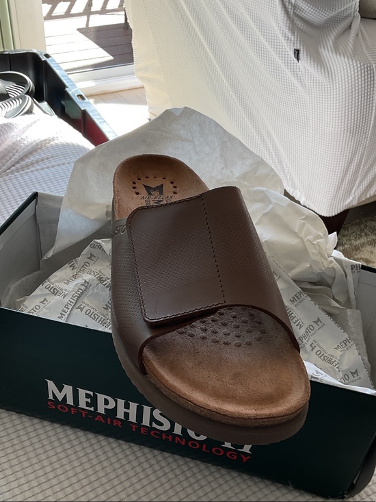 Mephisto Men’s Dark Brown Adjustable Leather Slide Sandal main image 7
